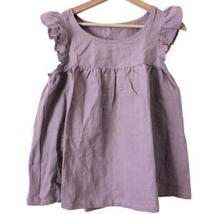 Linenshed Linen Luxury Top Womens XS Ruffle Sleeve Natural Shabby Chic Tank $120